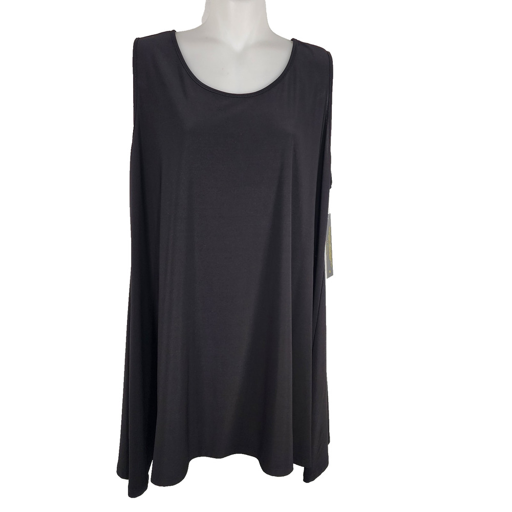 IC Collection Women Tank Top XL Black Basic Sleeveless Tunic Flowy Relaxed 6822T
